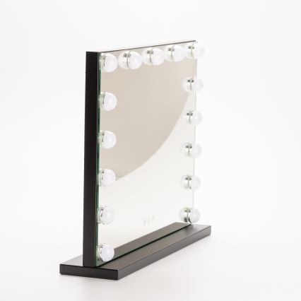 BRILAGI - LED prigušiva ogledalo za šminkanje HOLLYWOOD LED/15W/230V CCT + USB crna