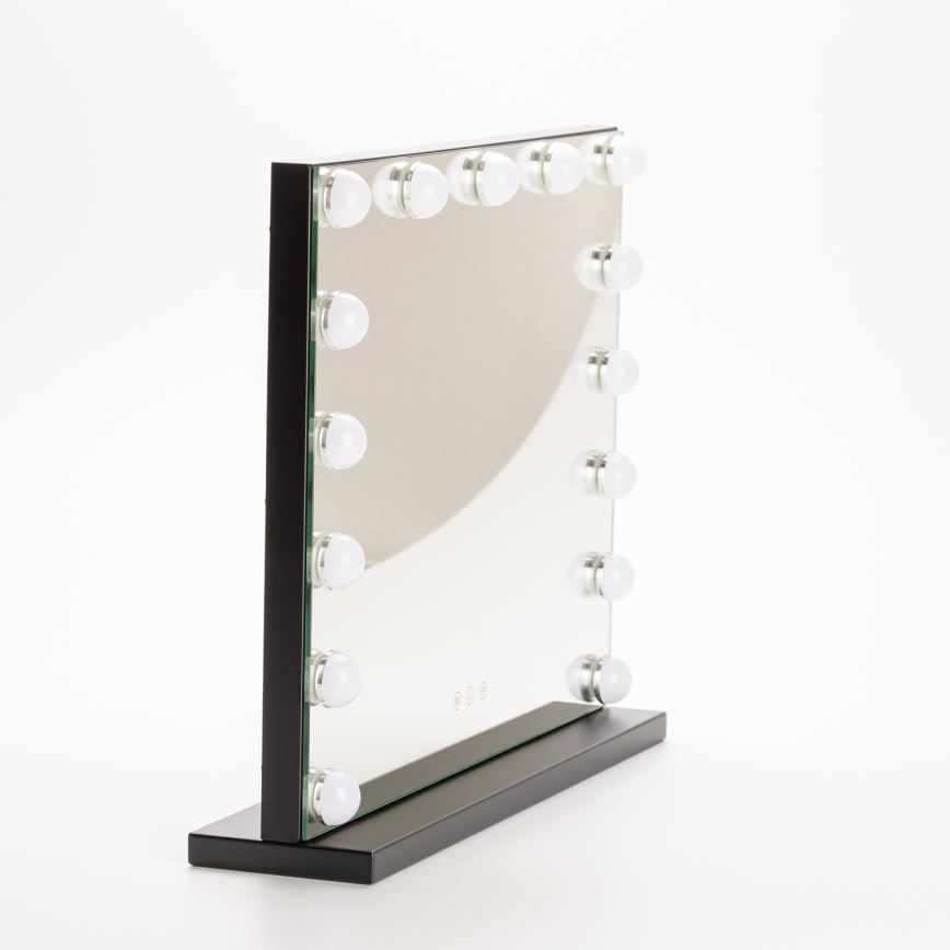 BRILAGI - LED prigušiva ogledalo za šminkanje HOLLYWOOD LED/15W/230V CCT + USB crna