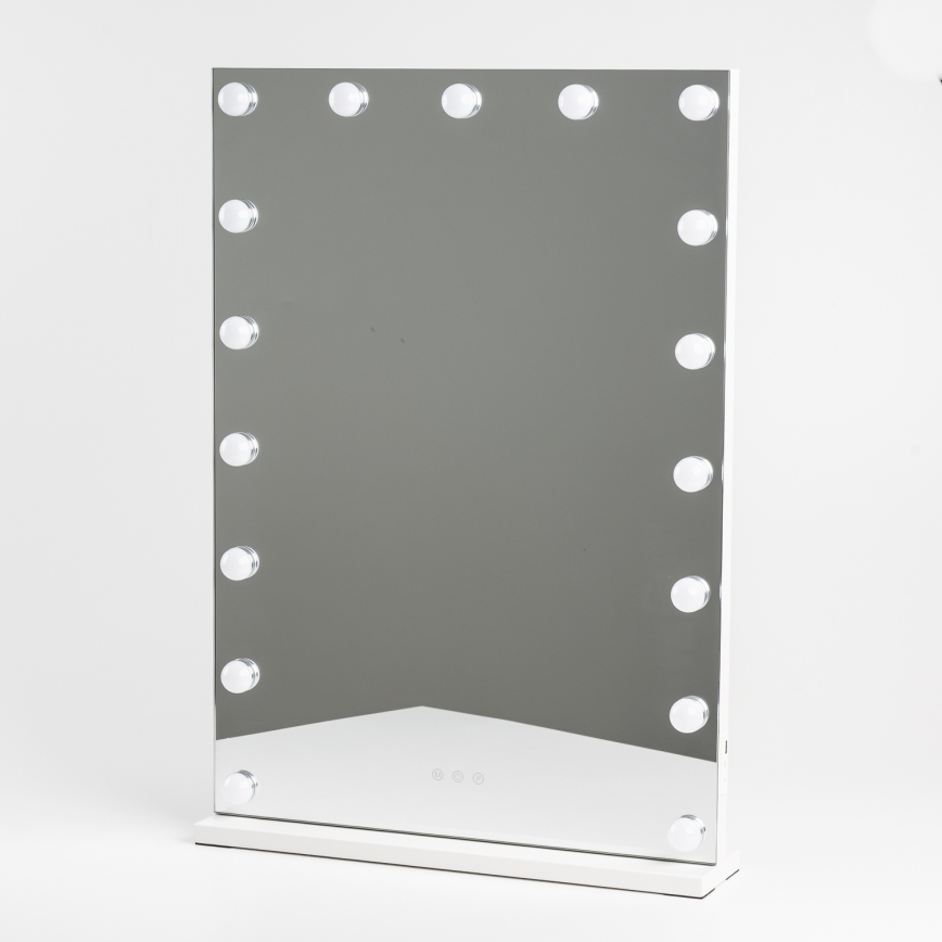 BRILAGI - LED prigušiva ogledalo za šminku HOLLYWOOD LED/15W/230V CCT + 2x USB 55x77 cm belo