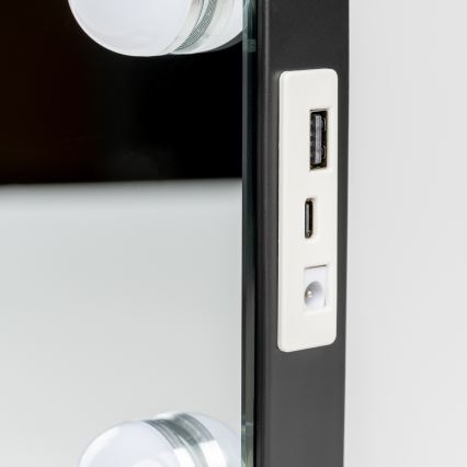 BRILAGI - LED prigušiva ogledalo za šminku HOLLYWOOD LED/15W/230V CCT + 2x USB 55x77 cm crna