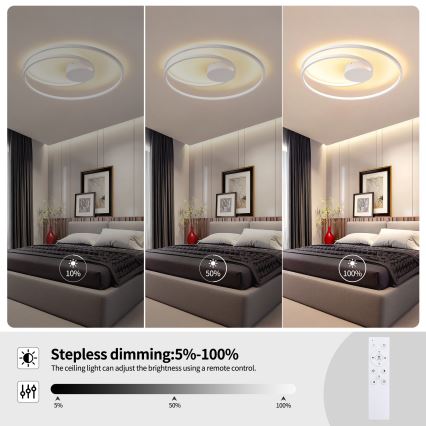 Brilagi - LED prigušiva plafonska svetiljka TWISTER LED/75W/230V 3000-6000K prečnik 70 cm bela + daljinski upravljač