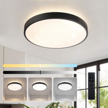 Brilagi - LED prigušiva plafonska lampa GLASS POOL DOUBLE LED/48W/230V 3000-6000K 40 cm crna + daljinski upravljač