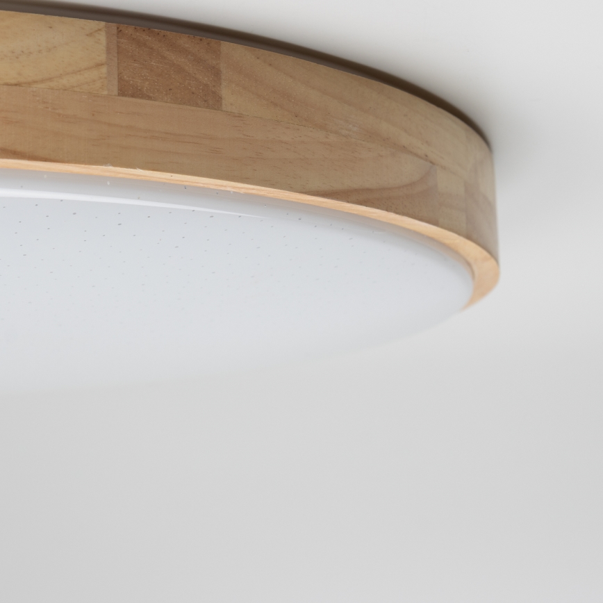 Brilagi - LED prigušiva stropna svetiljka PINE LED/24W/230V drvena pr. 42 cm 3000-6500K + daljinski upravljač