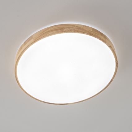 Brilagi - LED prigušiva stropna svetiljka PINE LED/24W/230V drvena pr. 42 cm 3000-6500K + daljinski upravljač