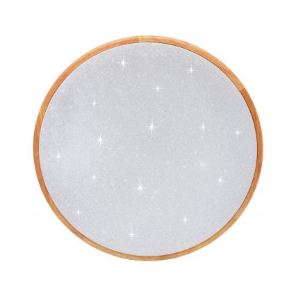 Brilagi - LED prigušiva stropna svetiljka PINE LED/24W/230V drvena pr. 42 cm 3000-6500K + daljinski upravljač