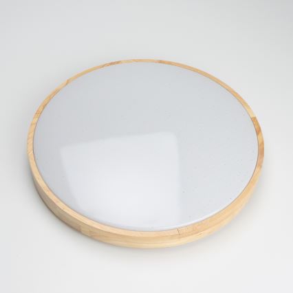 Brilagi - LED prigušiva stropna svetiljka PINE LED/24W/230V drvena pr. 42 cm 3000-6500K + daljinski upravljač