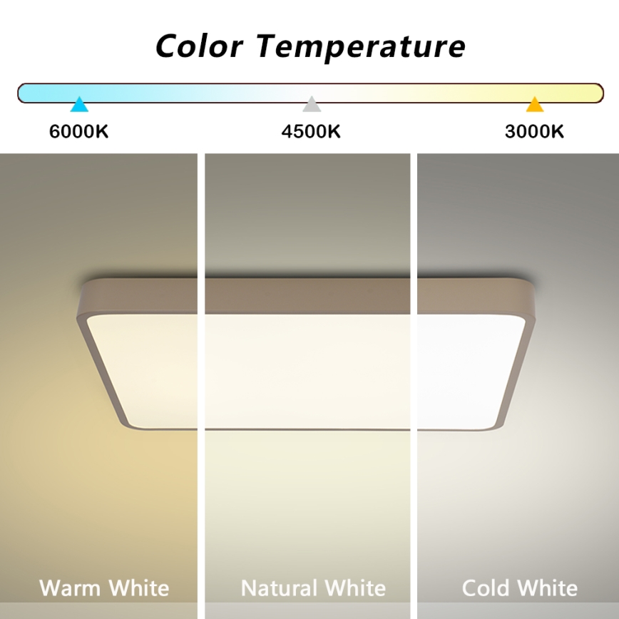 Brilagi - LED prigušiva plafonska lampa POOL LED/48W/230V 3000-6000K 50x50 cm bež + daljinski upravljač