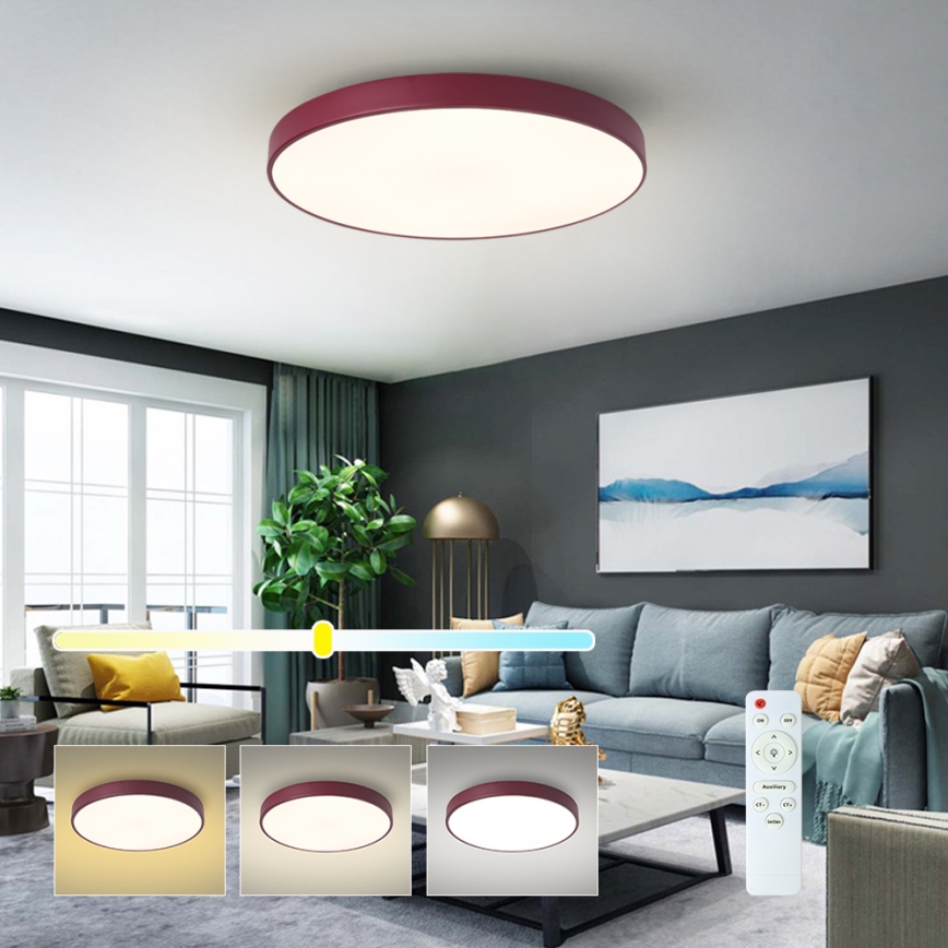 Brilagi - LED prigušiva stropna svetiljka POOL LED/60W/230V 3000-6000K prečnik 60 cm bordo + daljinski upravljač