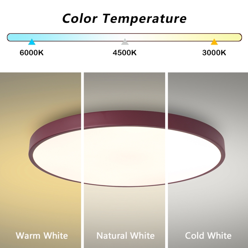 Brilagi - LED prigušiva stropna svetiljka POOL LED/60W/230V 3000-6000K prečnik 60 cm bordo + daljinski upravljač