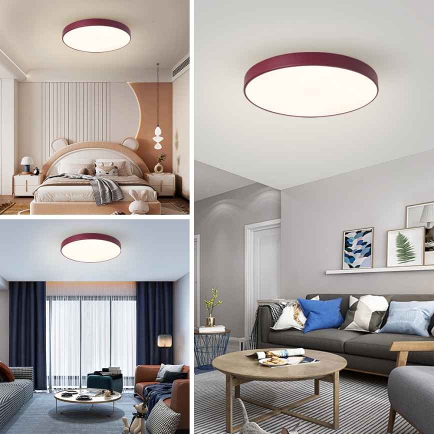 Brilagi - LED prigušiva stropna svetiljka POOL LED/60W/230V 3000-6000K prečnik 60 cm bordo + daljinski upravljač
