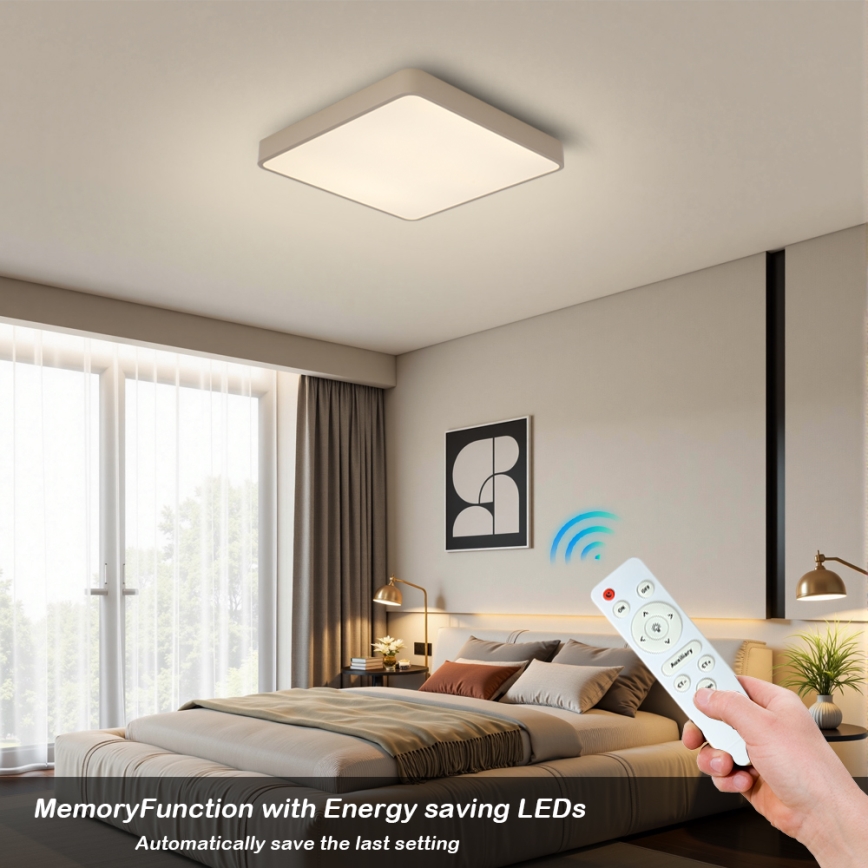 BRILAGI - LED prigušiva plafonska lampa POOL SQUARE LED/48W/230V 3000-6000K 50x50 cm bež + daljinski upravljač
