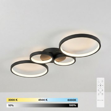 Brilagi - LED prigušiva plafonska lampa RINGO LED/34W/230V 3000-6000K 28x78 cm crna + daljinsko upravljanje
