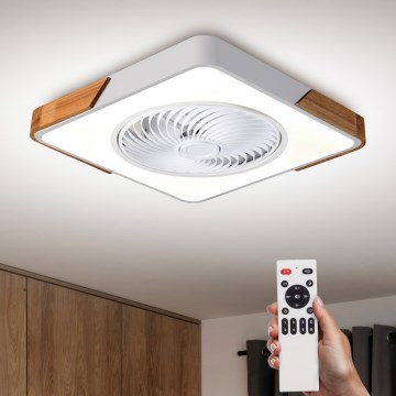 Brilagi - LED prigušiva plafonska lampa sa ventilatorom LED/30W/230V 3000-6500K bela/hrast + daljinski upravljač