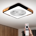 Brilagi - LED prigušiva plafonska lampa sa ventilatorom LED/30W/230V 3000-6500K crna/hrast + daljinski upravljač