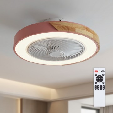 Brilagi - LED prigušiva plafonska lampa sa ventilatorom LED/38W/230V 3000-6500K prečnik 50 cm ružičasta/hrast + daljinski upravljač