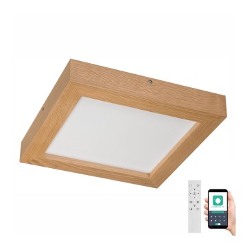 Brilagi - LED prigušiva plafonska lampa za kupatilo WOODY FRAME LED/24W/230V hrast 30x30 cm 3000-6000K IP44 + daljinski upravljač