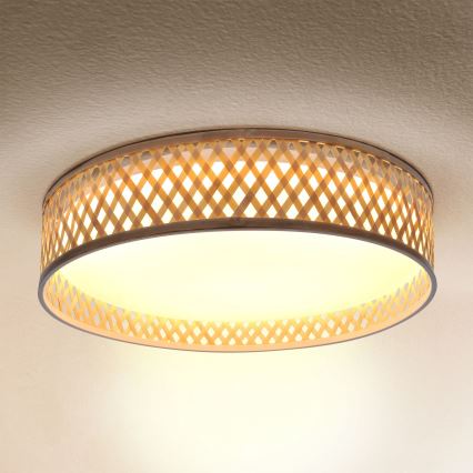 Brilagi - LED prigušiva stropna svetiljka CAMILA LED/48W/230V 3000-6500K bambus prečnik 40 cm + daljinski upravljač