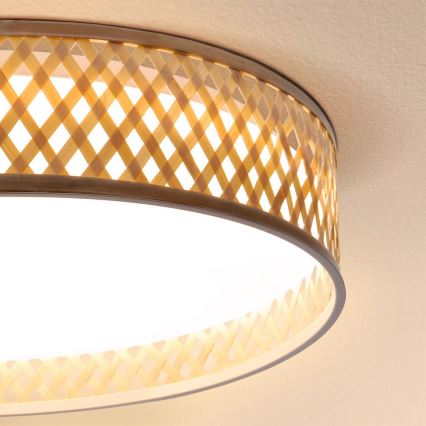 Brilagi - LED prigušiva stropna svetiljka CAMILA LED/48W/230V 3000-6500K bambus prečnik 40 cm + daljinski upravljač