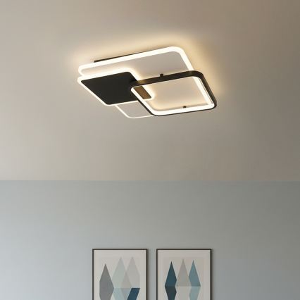 Brilagi - LED prigušiva stropna svetiljka FLARE LED/64W/230V 3000-6000K 45x45 cm bela/crna + daljinski upravljač
