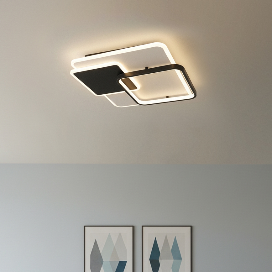 Brilagi - LED prigušiva stropna svetiljka FLARE LED/64W/230V 3000-6000K 45x45 cm bela/crna + daljinski upravljač