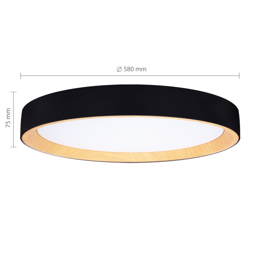 Brilagi - LED prigušiva stropna svetiljka LARIOS LED/72W/230V 3000-6500K crna prečnik 59 cm + daljinski upravljač