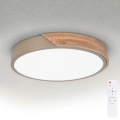 BRILAGI - LED Prigušiva plafonska svetiljka PILANA LED/48W/230V 3000-6500K hrast/bež prečnik 40 cm + daljinski upravljač