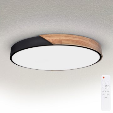 Brilagi - LED prigušiva plafonska svetiljka PILANA LED/60W/230V 3000-6500K hrast/crna pr. 60 cm + daljinski upravljač