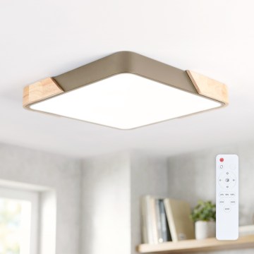 BRILAGI - LED prigušiva plafonska svetiljka PILANA SQUARE LED/48W/230V 3000-6500K hrast/bež 42x42 cm + daljinski upravljač