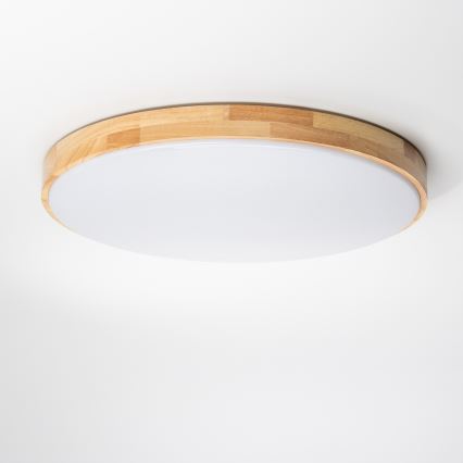 Brilagi - LED prigušiva drvena stropna svetiljka PINE LED/60W/230V prečnik 52 cm 3000-6500K + daljinski upravljač