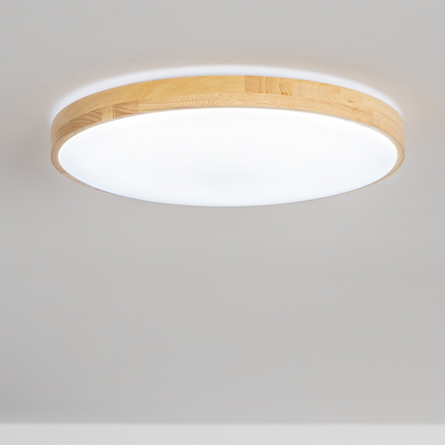 Brilagi - LED prigušiva drvena stropna svetiljka PINE LED/60W/230V prečnik 52 cm 3000-6500K + daljinski upravljač