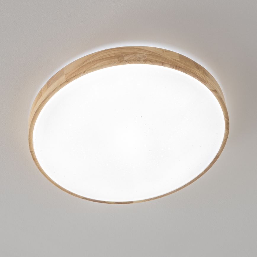 Brilagi - LED prigušiva drvena stropna svetiljka PINE LED/60W/230V prečnik 52 cm 3000-6500K + daljinski upravljač
