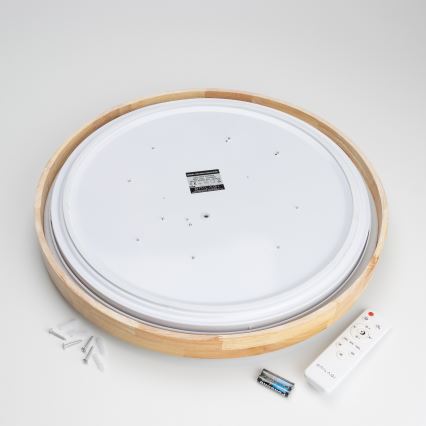Brilagi - LED prigušiva drvena stropna svetiljka PINE LED/60W/230V prečnik 52 cm 3000-6500K + daljinski upravljač