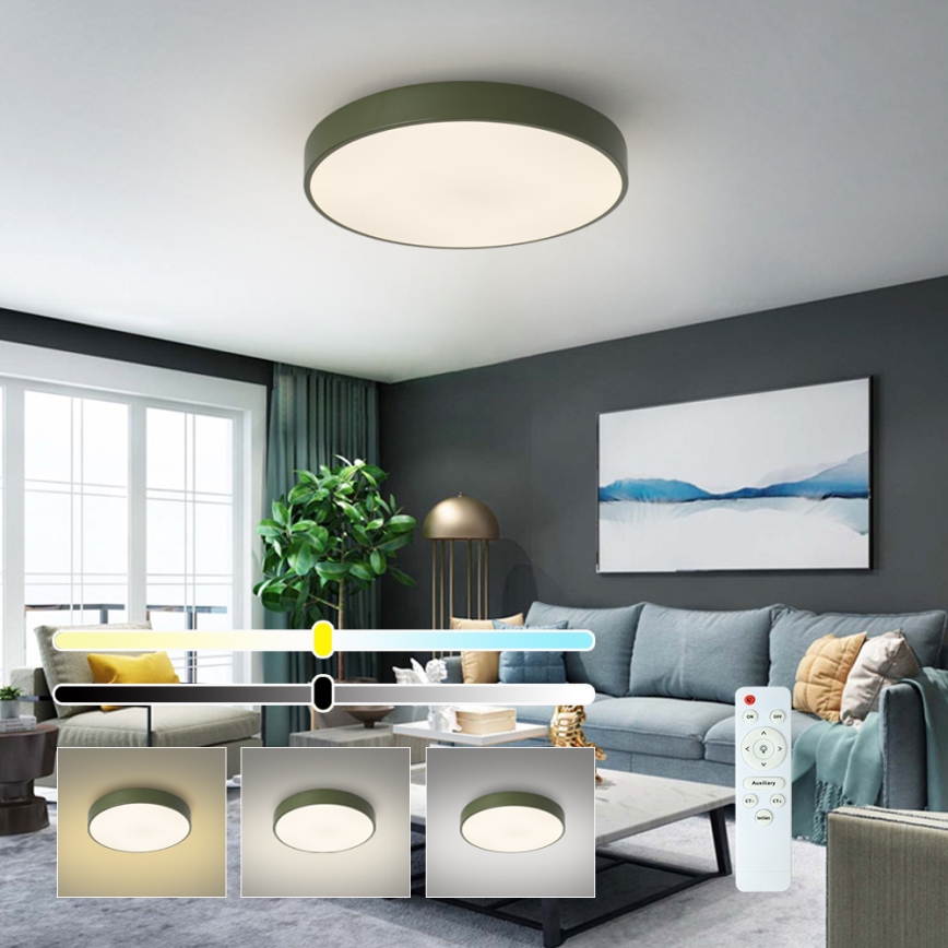 Brilagi - LED prigušiva stropna svetiljka POOL LED/60W/230V 3000-6000K prečnik 50 cm zelena + daljinski upravljač