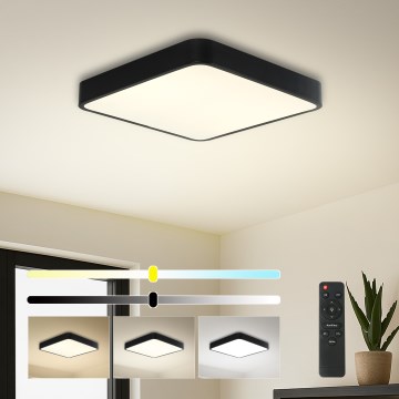 Brilagi - LED prigušiva plafonska svetiljka POOL SQUARE LED/36W/230V 3000-6000K 40x40 cm crna + daljinski upravljač
