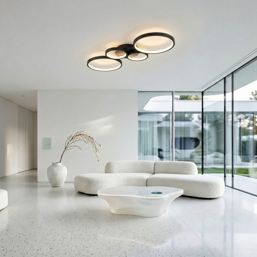 Brilagi - LED prigušiva plafonska lampa RINGO LED/34W/230V 3000-6000K 28x78 cm crna + daljinsko upravljanje