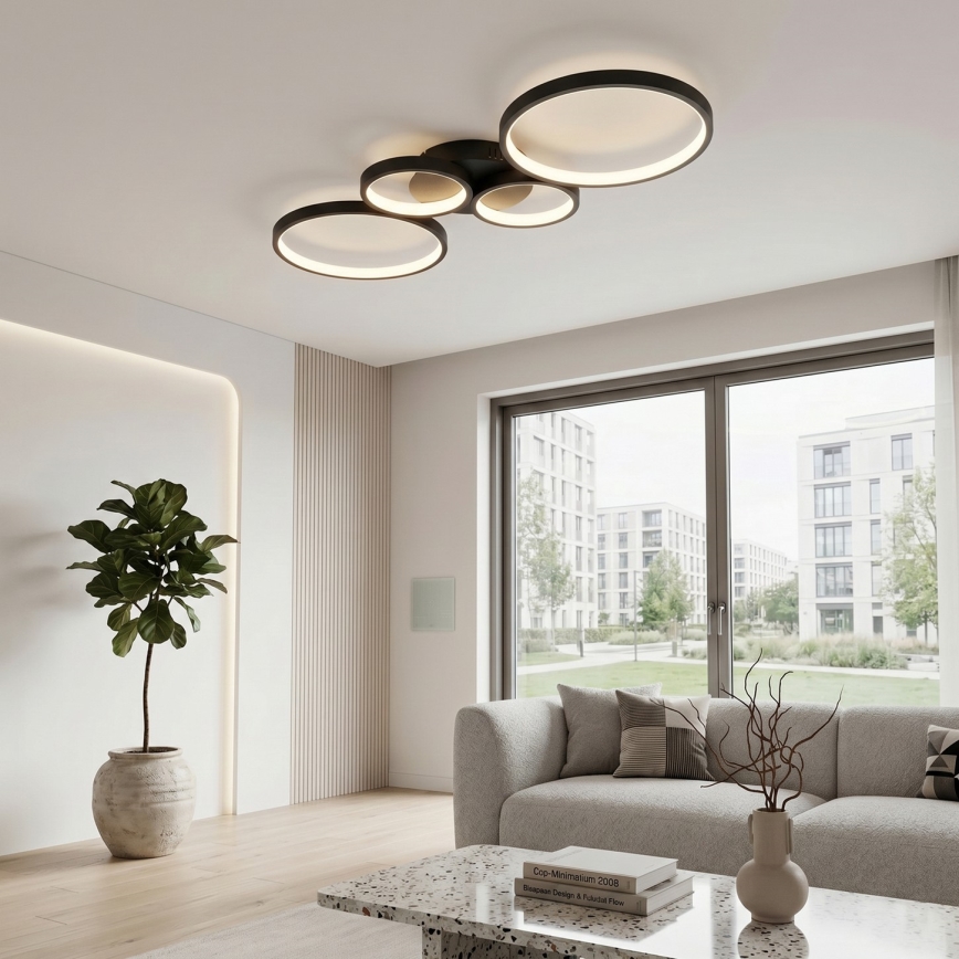 Brilagi - LED prigušiva plafonska lampa RINGO LED/34W/230V 3000-6000K 28x78 cm crna + daljinsko upravljanje