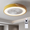 Brilagi - LED prigušiva plafonska svetiljka sa ventilatorom LED/38W/230V 3000-6500K prečnik 50 cm zlatna/hrast + daljinski upravljač