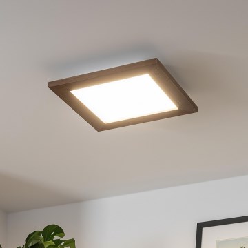 Brilagi - LED prigušiva plafonska svetiljka SLIMFRAME WOOD LED/25W/230V 34x34 cm 3000-6000K tamno braon + daljinski upravljač