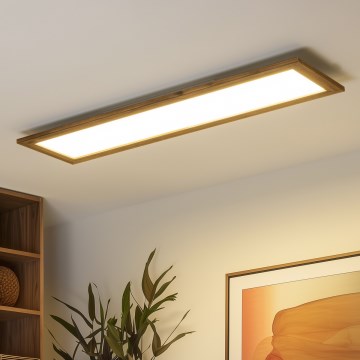 Brilagi - LED prigušiva plafonska svetiljka SLIMFRAME WOOD LED/58W/230V 124x33,7 cm 3000-6000K braon + daljinski upravljač
