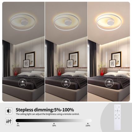 BRILAGI - prigušiva LED plafonska svetiljka TWISTER LED/48W/230V 3000-6000K prečnik 50 cm bela + daljinski upravljač