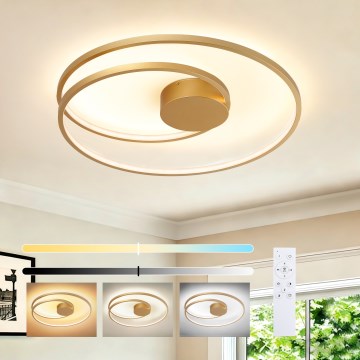 Brilagi - LED prigušiva plafonska svetiljka TWISTER LED/75W/230V 3000-6000K prečnik 70 cm zlatna + daljinski upravljač