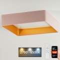 Brilagi - LED prigušiva plafonska svetiljka VELVET SQUARE SMART LED/36W/230V 60x60 cm 2700-6500K Wi-Fi Tuya + daljinski upravljač ružičasta