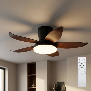 Brilagi - LED prigušiva plafonski ventilator LED/32W/230V 3000-6500K prečnik 95 cm crna/smeđa + daljinski upravljač