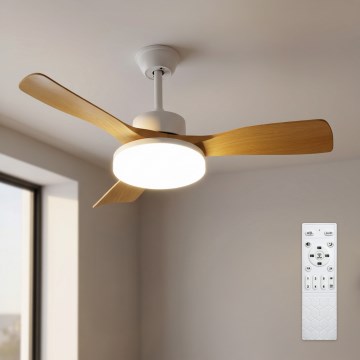 Brilagi - LED prigušiva plafonski ventilator LED/34W/230V 106 cm bela/smeđa + daljinski upravljač