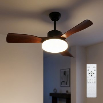 Brilagi - LED prigušiva plafonski ventilator LED/34W/230V 106 cm crna/smeđa + daljinski upravljač