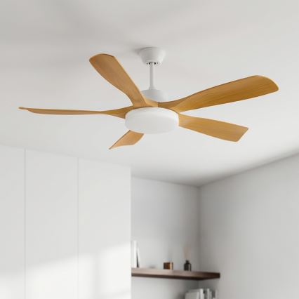 Brilagi - LED prigušiva stropni ventilator LED/34W/230V 132 cm bela/smeđa + daljinski upravljač
