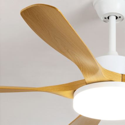 Brilagi - LED prigušiva stropni ventilator LED/34W/230V 132 cm bela/smeđa + daljinski upravljač