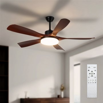 Brilagi - LED prigušiva plafonski ventilator LED/34W/230V 132 cm crna/braon + daljinski upravljač