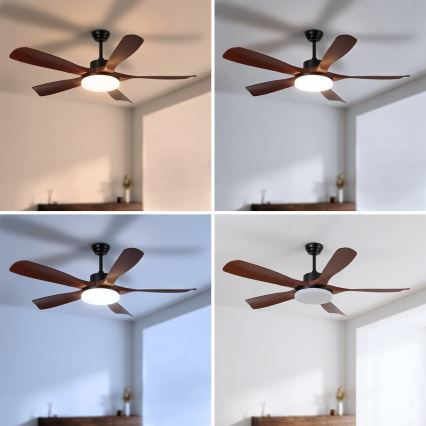 Brilagi - LED prigušiva plafonski ventilator LED/34W/230V 3000-6500K prečnik 132 cm crna/braon + daljinski upravljač