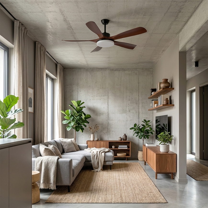 Brilagi - LED prigušiva plafonski ventilator LED/34W/230V 3000-6500K prečnik 132 cm crna/braon + daljinski upravljač